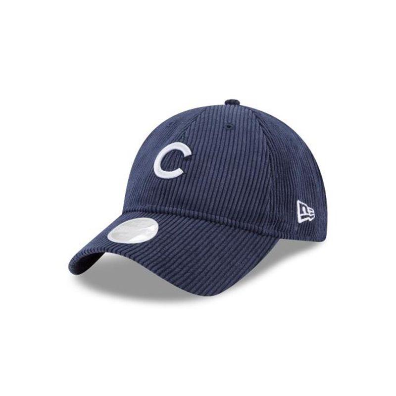 MLB Chicago Cubs Womens Corduroy 9Twenty Adjustable (JXS3782) - Blue New Era Caps